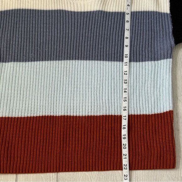 Thick Stripe Colorblock Knit Pullover Crewneck Contrast Sweater Medium - Picture 4 of 10